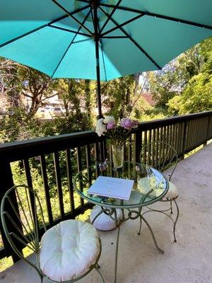 Enjoy our beautiful private patio while we prepare your facial treatment made for you