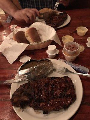 Rib-eye steaks and baked potatoes!!