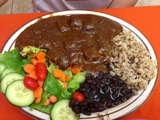 Tofu mole black beans and brown rice