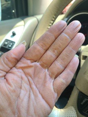 My hand after touching my steering wheel