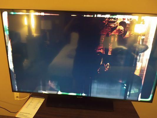 Here's my TV, it goes fuzzy like this after 3 minutes until you turn it off and on again.