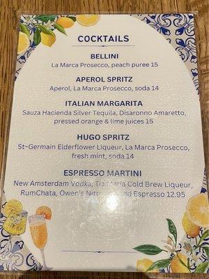 Cocktail menu (05/2024)