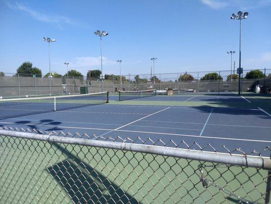 shadows from trees on courts 1,2,3 in mid afternoon