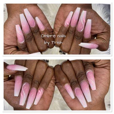 Ombré long coffin nails