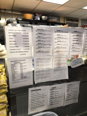 List of the sandwiches!