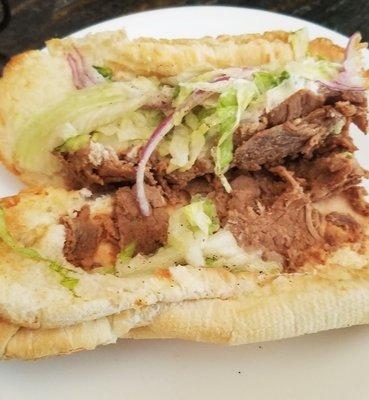 Steak & cheese sub with "extra meat."