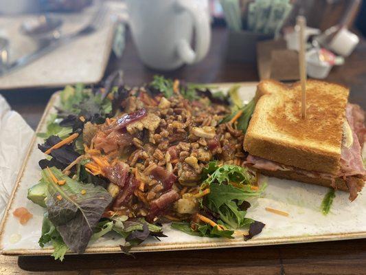 Ham and gruyere melt with the pecan salad