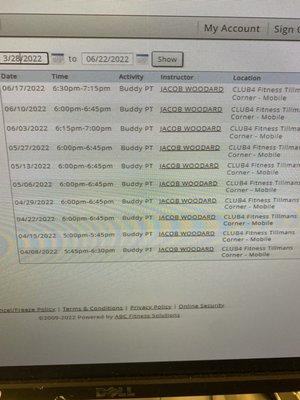 See the random times. We never went to any of these yet we were charged for them. 6 months worth