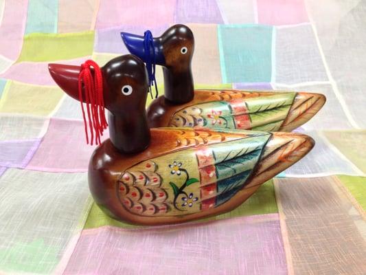 hand painted hand carved wedding ducks