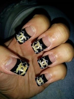 Chanel nails . he was in a hurry but i guess they're alright after all   .  25$