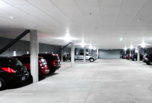 Garage parking with secure entry, storage units, bike storage and access to secure outdoor pet area.