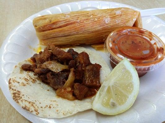 Pastor Taco and Beef Tamale. .