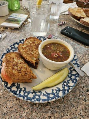 Roast Beef with Horseradish on Rye Green Pepper Soup