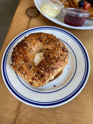 Kismet bagel with cream cheese