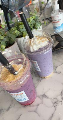 very berry and blueberry cheesecake shakes