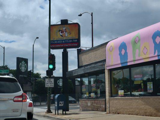 Corner storefront.