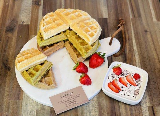 Waffle with Strawberry and Cream