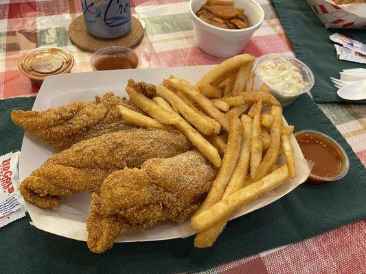 3 piece catfish , fries are EXCELLENT