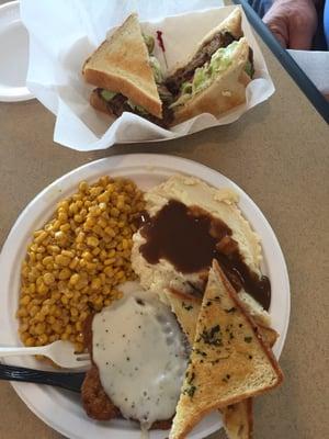 Chicken fried steak and cheeseburger!!! So delicious!!