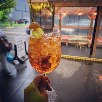 Pickled Kumquat Aperol Spritz