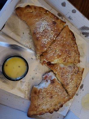 Chicken bacon ranch calzone and garlic butter