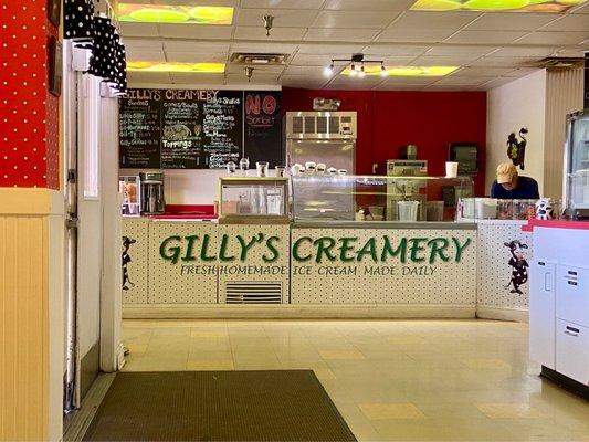 Gilly's Creamery ice cream counter