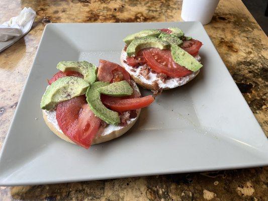 I recommend the everything bagel and the non coffee chai latte with almond milk!