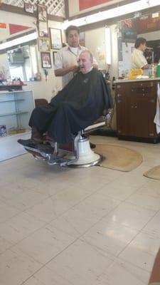 Grandpa getting his haircut!