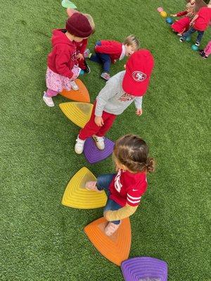 Outdoor play and celebrating the 49ers.