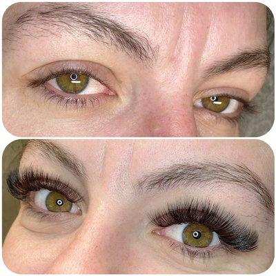 Before and after Volume Lash Extensions