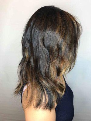 Right side view taken day of balayage by Katya