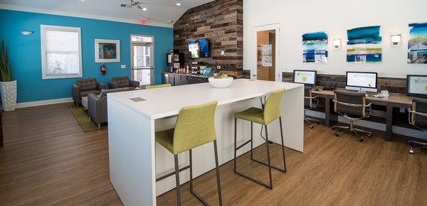 Enjoy complimentary coffee and the best work place views at Hawthorne at Leland