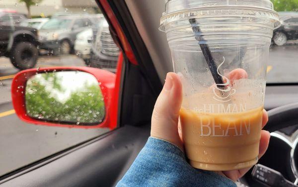 Iced soy vanilla latte.