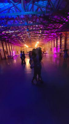 Up lighting and lighting near the end of this large warehouse Quinceñera Party with DJ Emir of Denver's Best DJs Fort Collins, Colorado