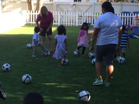 Learning Soccer @ our 80 feet soccer field