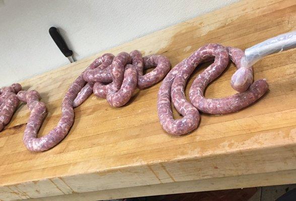 Fresh, homemade, sweet Italian sausages.