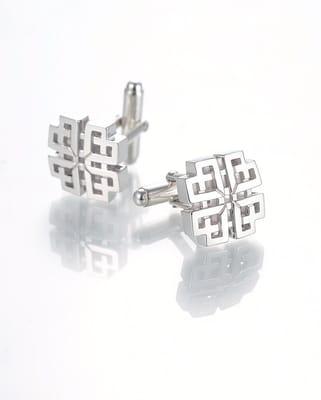 Sterling silver "Japanese Motif" cufflinks. Also available in 18kt gold