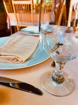 A view of table settings in our Greenhouse dining room.