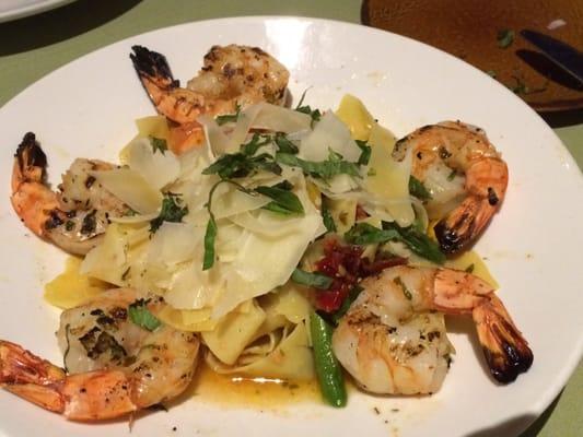 Grilled Shrimp with fresh pasta.