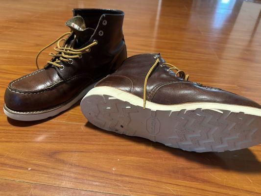 New Vibram soles on Moc Toe Red Wing Boots