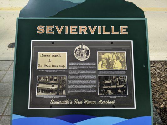 Sevierville historical marker on the grounds of the Sevier County Courthouse