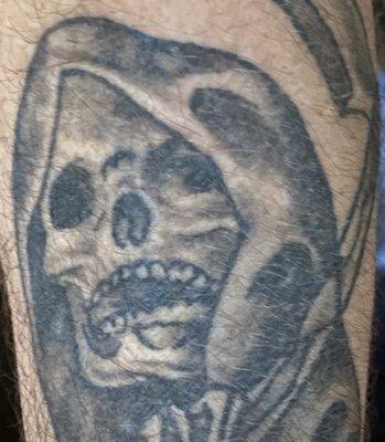 Josh Paulino tattoo. Notice the shading, forehead, nose, mouth,teeth and jaw!