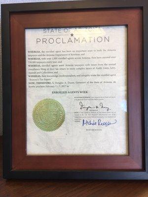 State Proclamation, Come to Freeman Income Tax Service and see it. America's #Tax_Experts