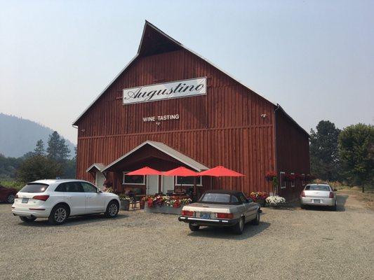 The big red barn. Can't miss it.