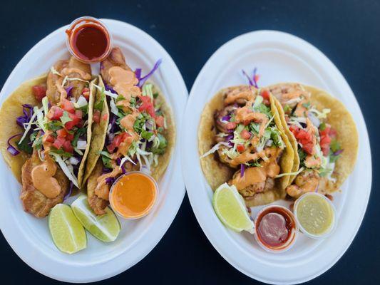 Fish and shrimp tacos