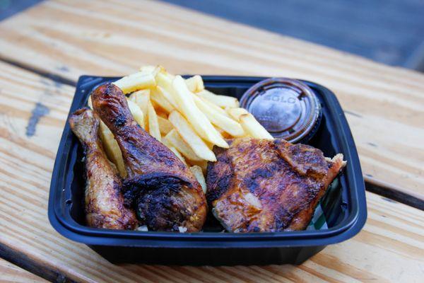 Jerk chicken and fries