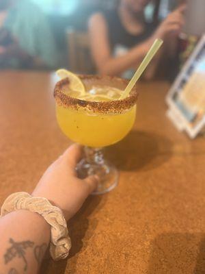 Mango margarita with tajin and oso mix