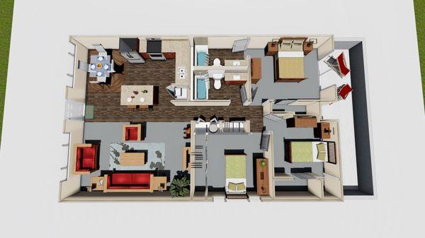 3 bdrm floorplan Approximately 1300 Sq.Ft.