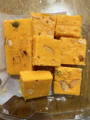 Mango Burfi ( hard to find!) - yummy!