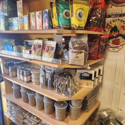 All kinds of coffee and spices